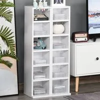 6-Compartment Media Display Shelf Unit Set of 2 - White