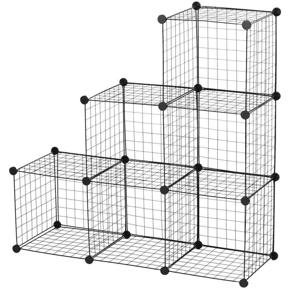 6 Cube Interlocking Storage Unit - Black, Metal