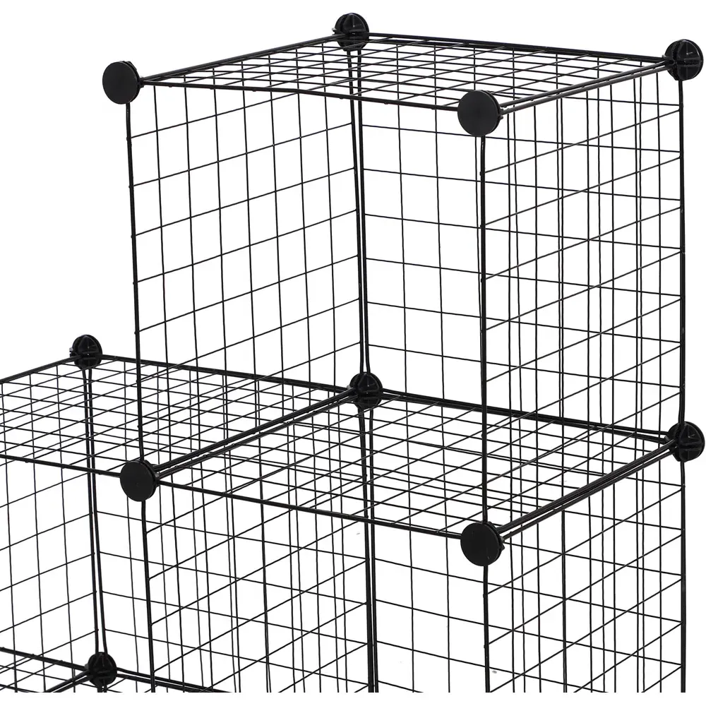 6 Cube Interlocking Storage Unit - Black, Metal