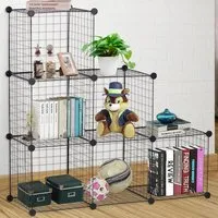 6 Cube Interlocking Storage Unit - Black, Metal
