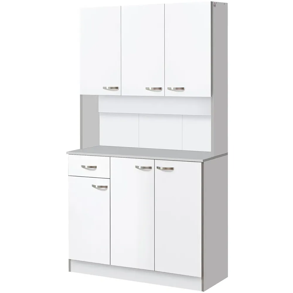 6 Door Single Drawer Kitchen Storage Cabinet - White