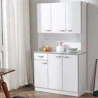 6 Door Single Drawer Kitchen Storage Cabinet - White