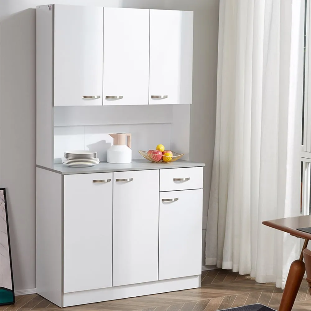 6 Door Single Drawer Kitchen Storage Cabinet - White