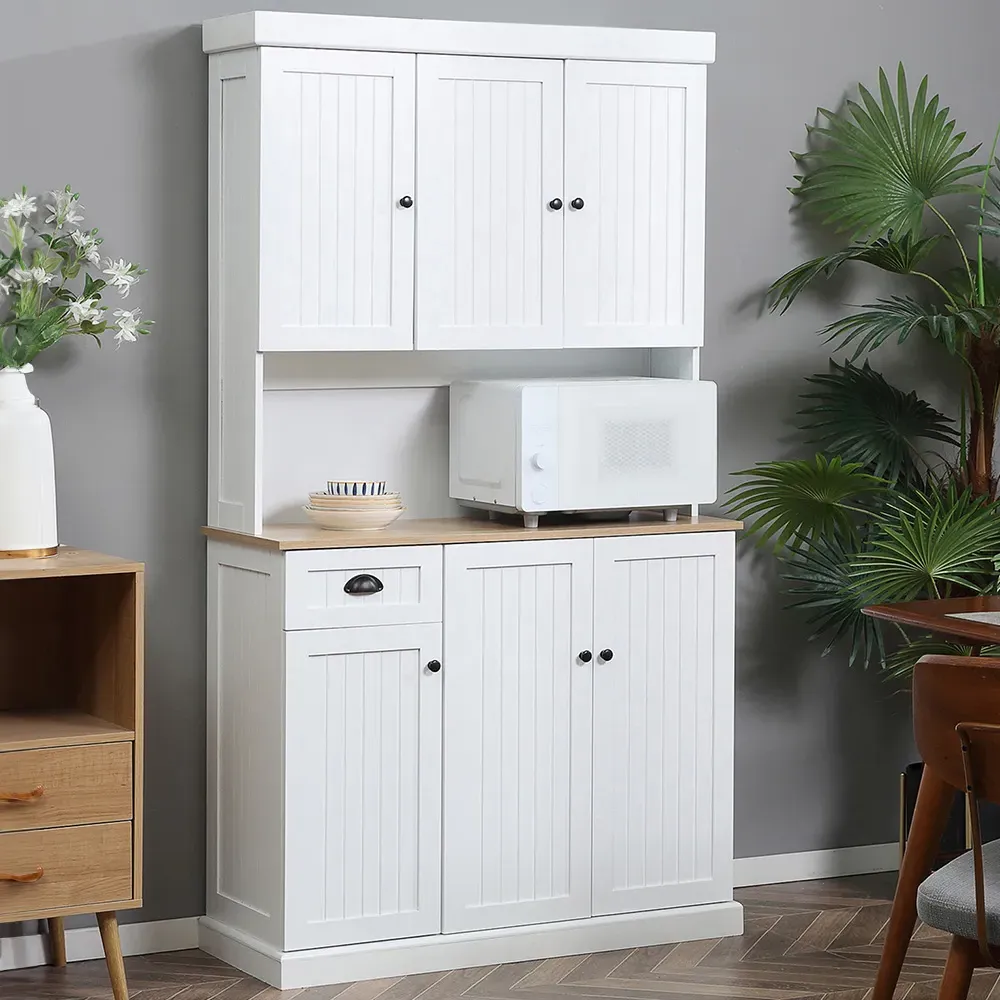 6 Door Single Drawer Kitchen Storage Cabinet - White