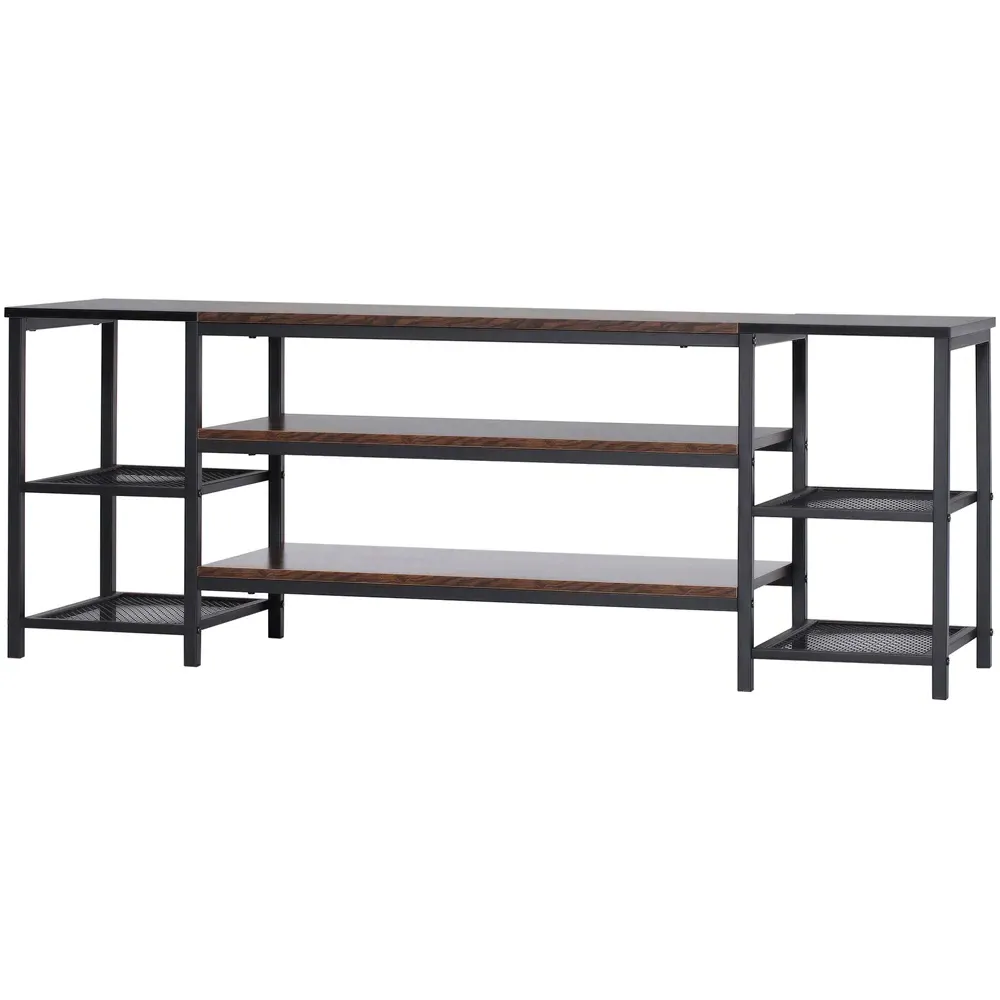 6 Shelf TV Unit Cabinet - Black