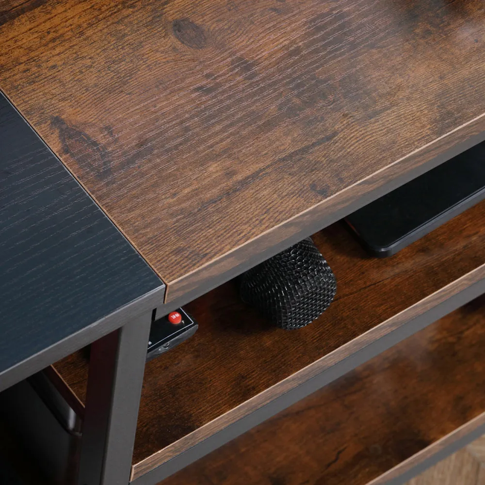 6 Shelf TV Unit Cabinet - Black