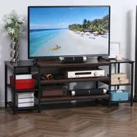 6 Shelf TV Unit Cabinet - Black