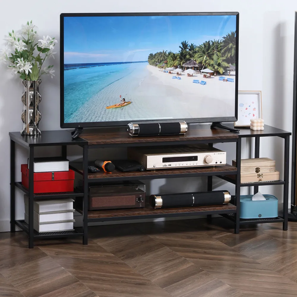 6 Shelf TV Unit Cabinet - Black
