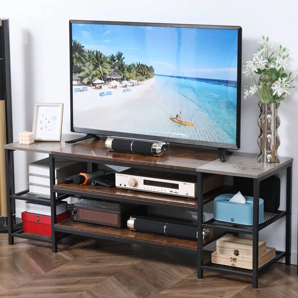 6 Shelf TV Unit Cabinet - Grey image