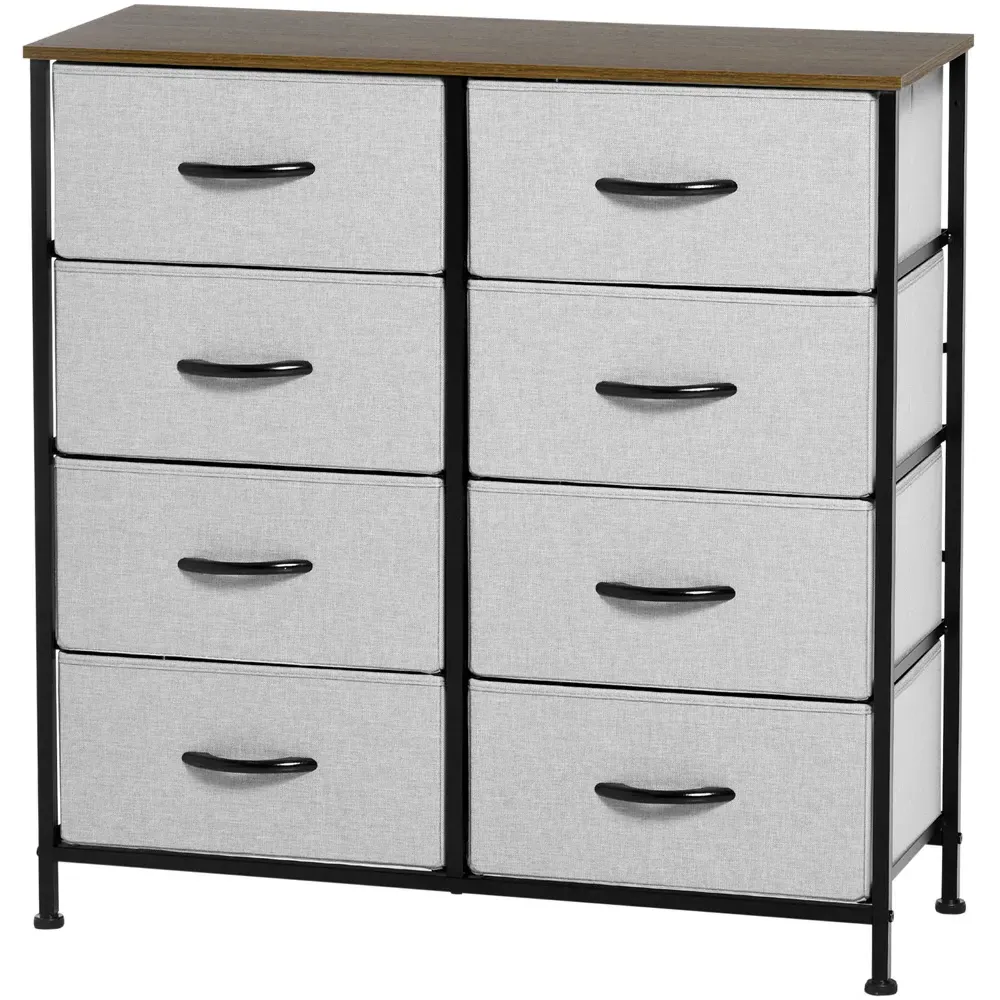 8 Drawer Wide Chest of Drawers - Grey