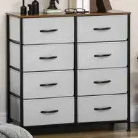 8 Drawer Wide Chest of Drawers - Grey