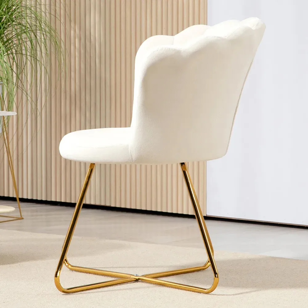 Accent Chair with Lotus Backrest - Cream, Velvet