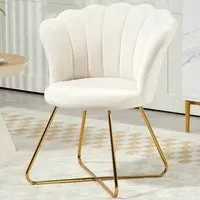 Accent Chair with Lotus Backrest - Cream, Velvet