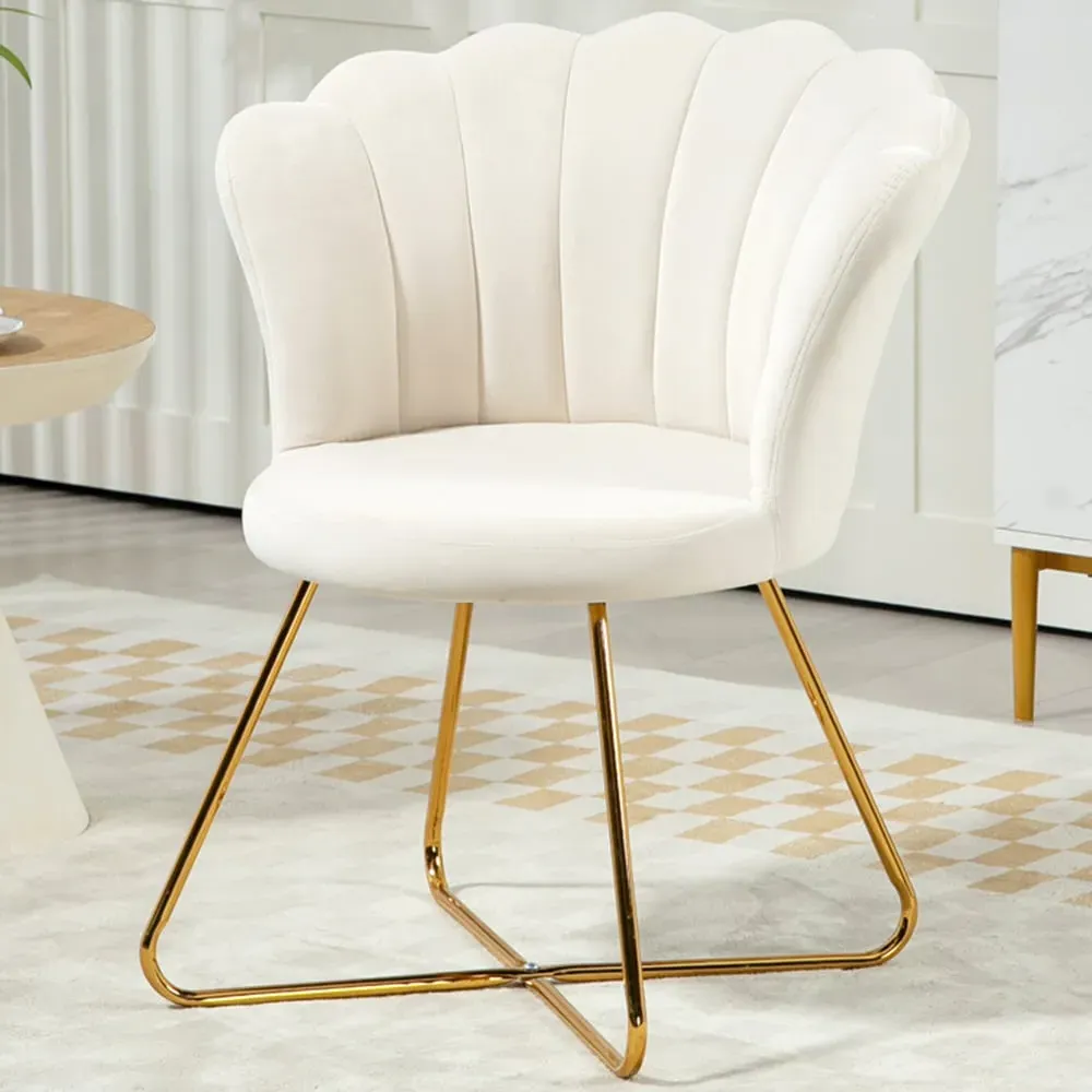 Accent Chair with Lotus Backrest - Cream, Velvet image