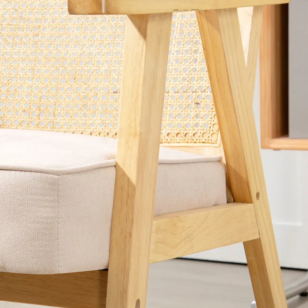 Accent Chair with Rattan Back - Yellow, Fabric