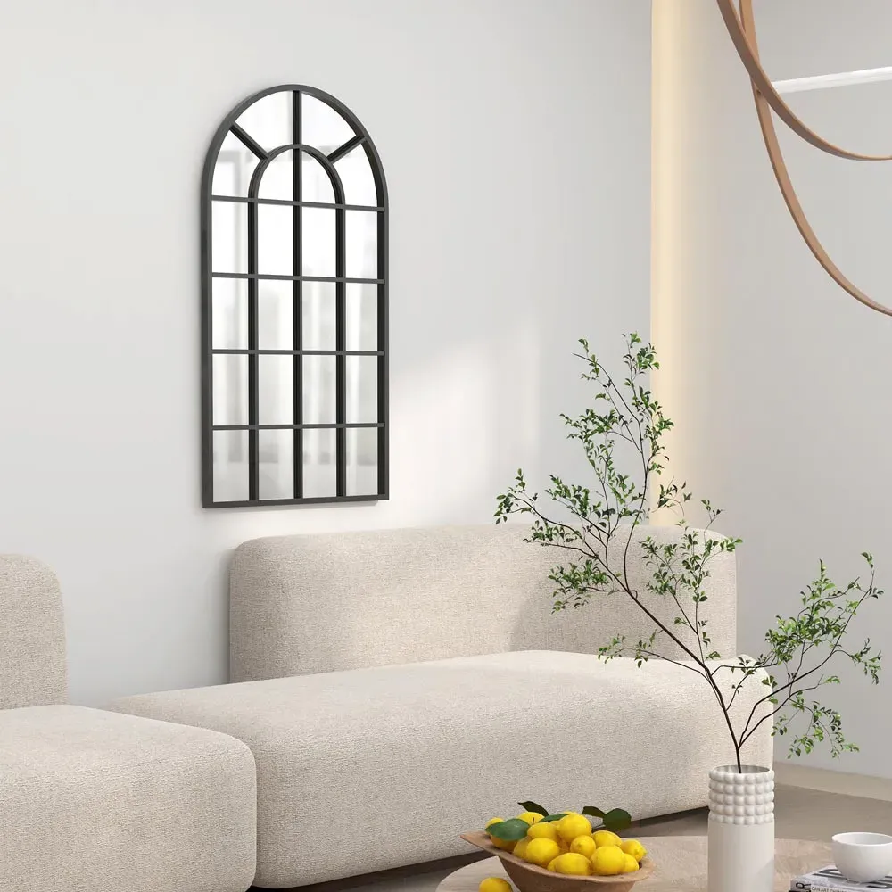 Arch Window Wall Mirror - Black
