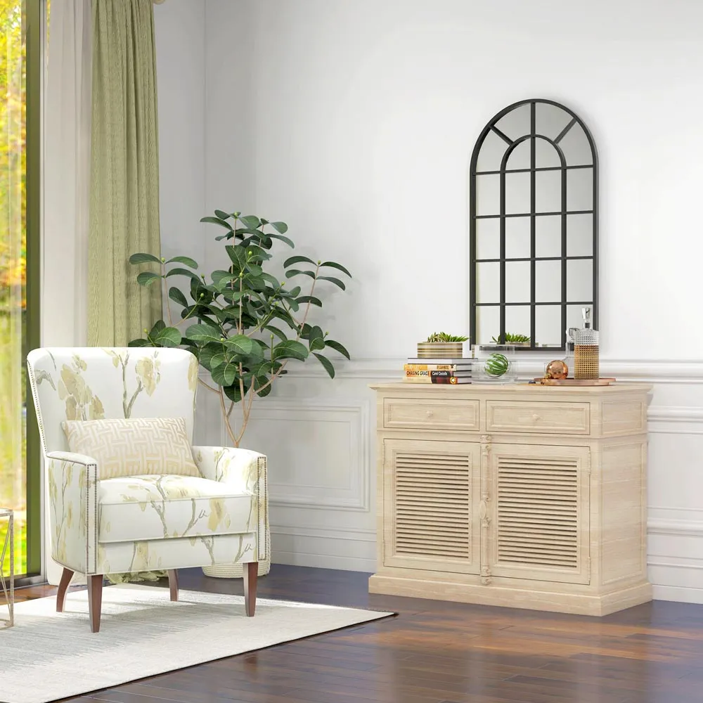 Arch Window Wall Mirror - Black