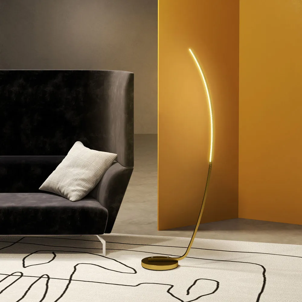 Arched LED Strip Floor Lamp - Gold