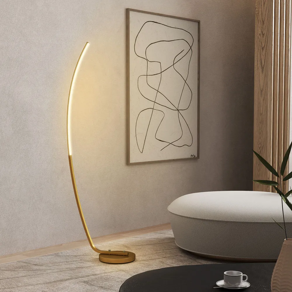 Arched LED Strip Floor Lamp - Gold