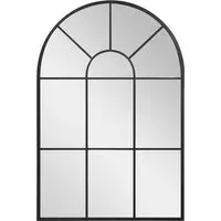 Arched Window Wall Mirror - Black, Metal
