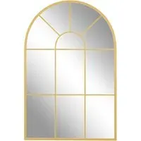 Arched Window Wall Mirror - Gold Tone, Metal