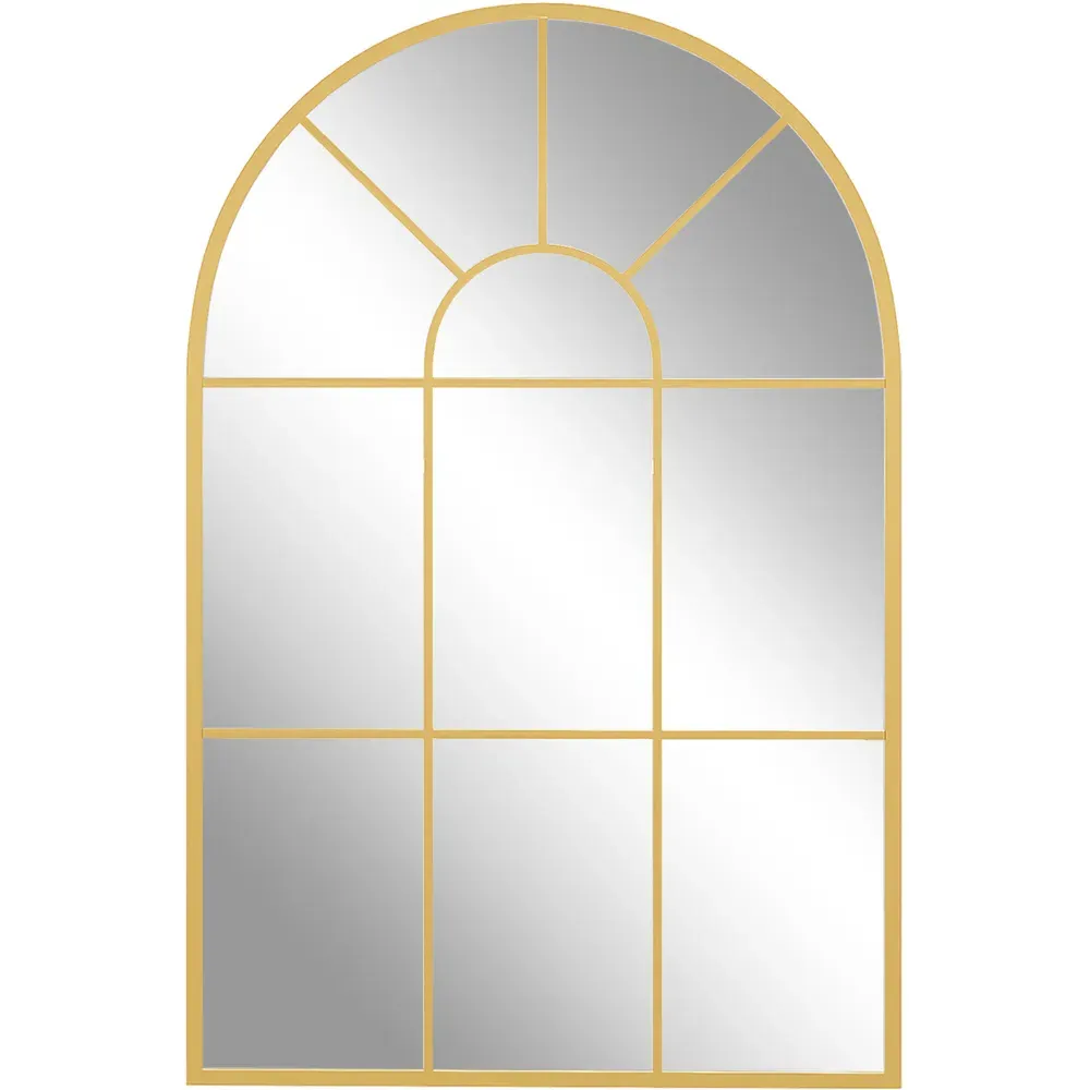 Arched Window Wall Mirror - Gold Tone, Metal image