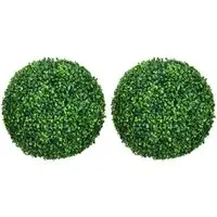 Artificial Boxwood Topiary Ball 2 Pack - Green