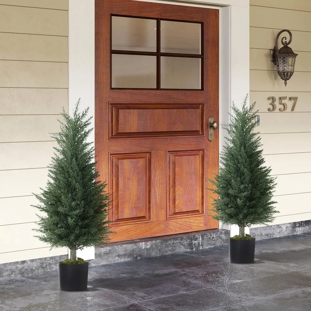 Artificial Cypress Plant in Pot 90cm 2 Pack - Green