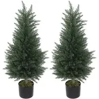 Artificial Cypress Plant in Pot 90cm 2 Pack - Green