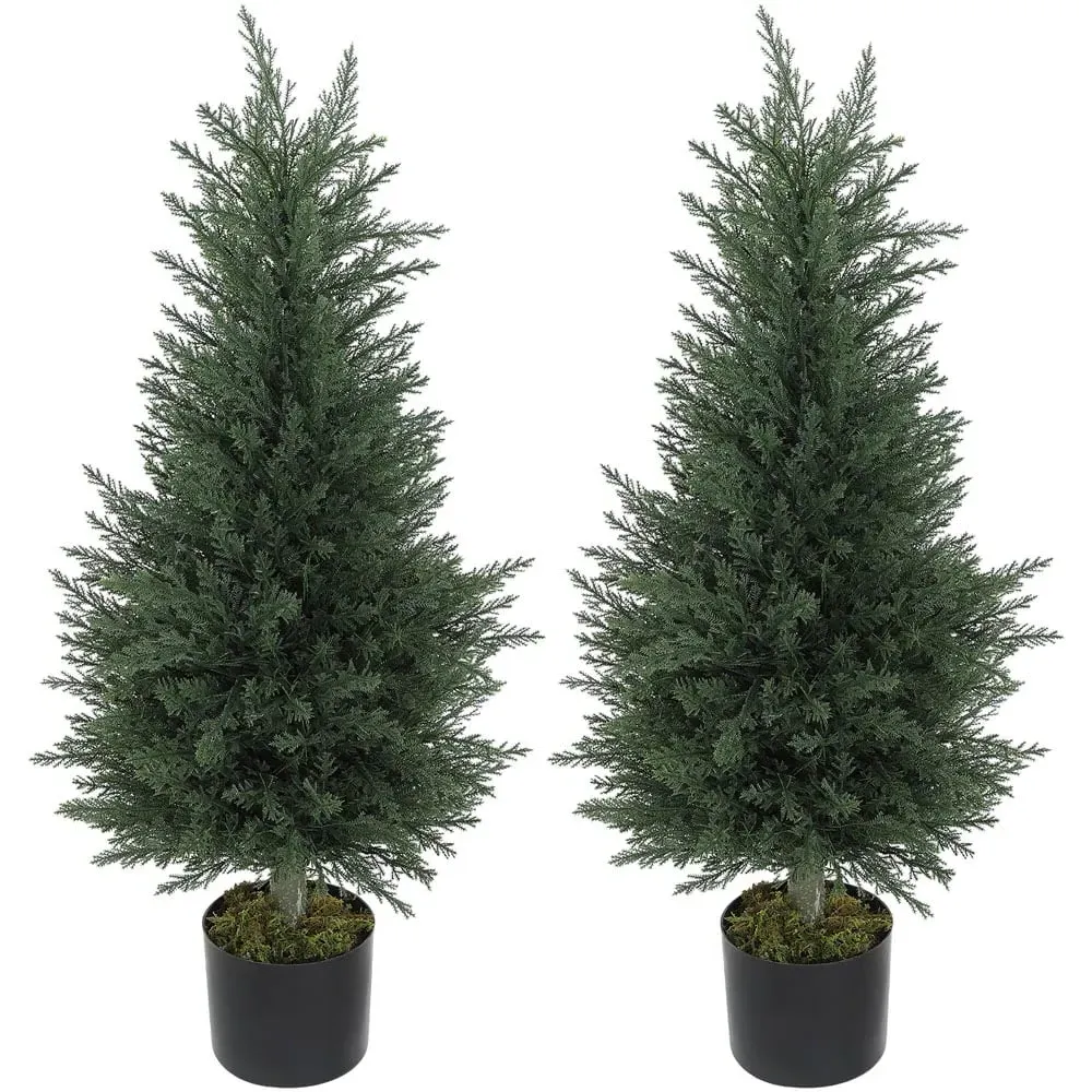 Artificial Cypress Plant in Pot 90cm 2 Pack - Green image