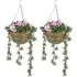 Azalea Artificial Plants in Hanging Basket 2 Pack - White