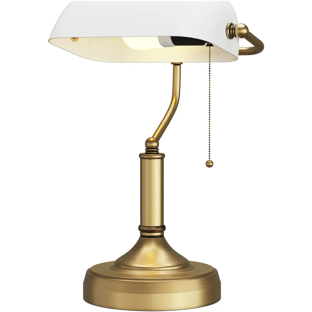 Banker's Table Lamp - White, Antique Bronze