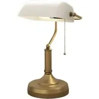 Banker's Table Lamp - White, Antique Bronze