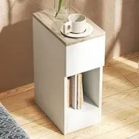 Bedside Table Set of 2 with Drawer - White