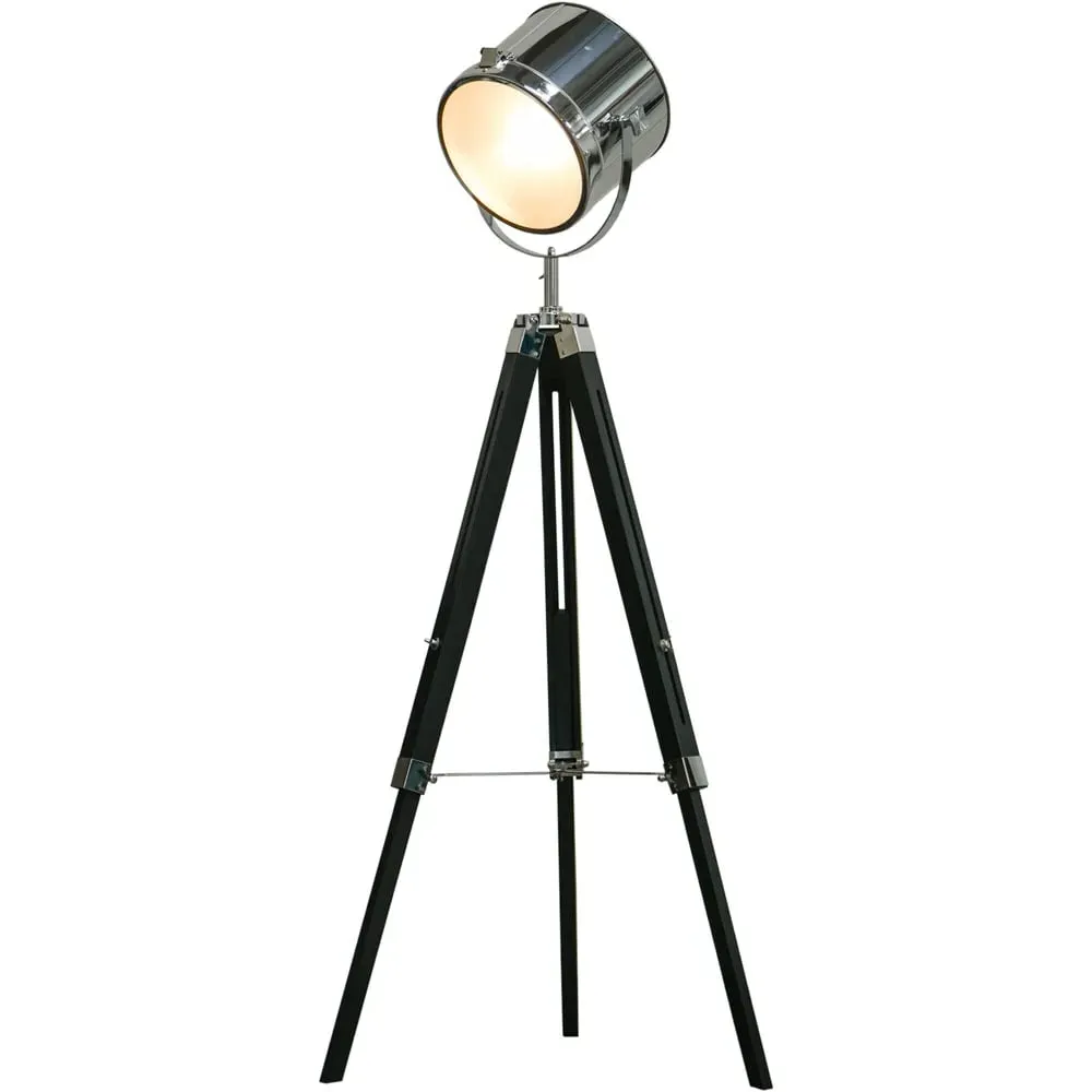 Black Adjustable Tripod Floor Lamp - Silver image
