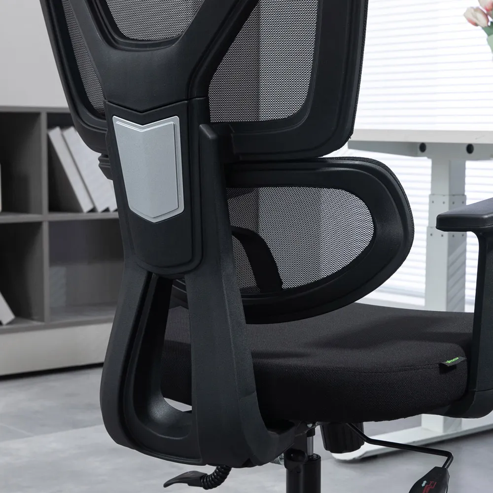 Black Mesh Office Chair with Adjustable Headrest