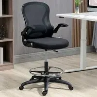 Black Mesh Swivel Standing Desk Chair with Adjustable Footrest