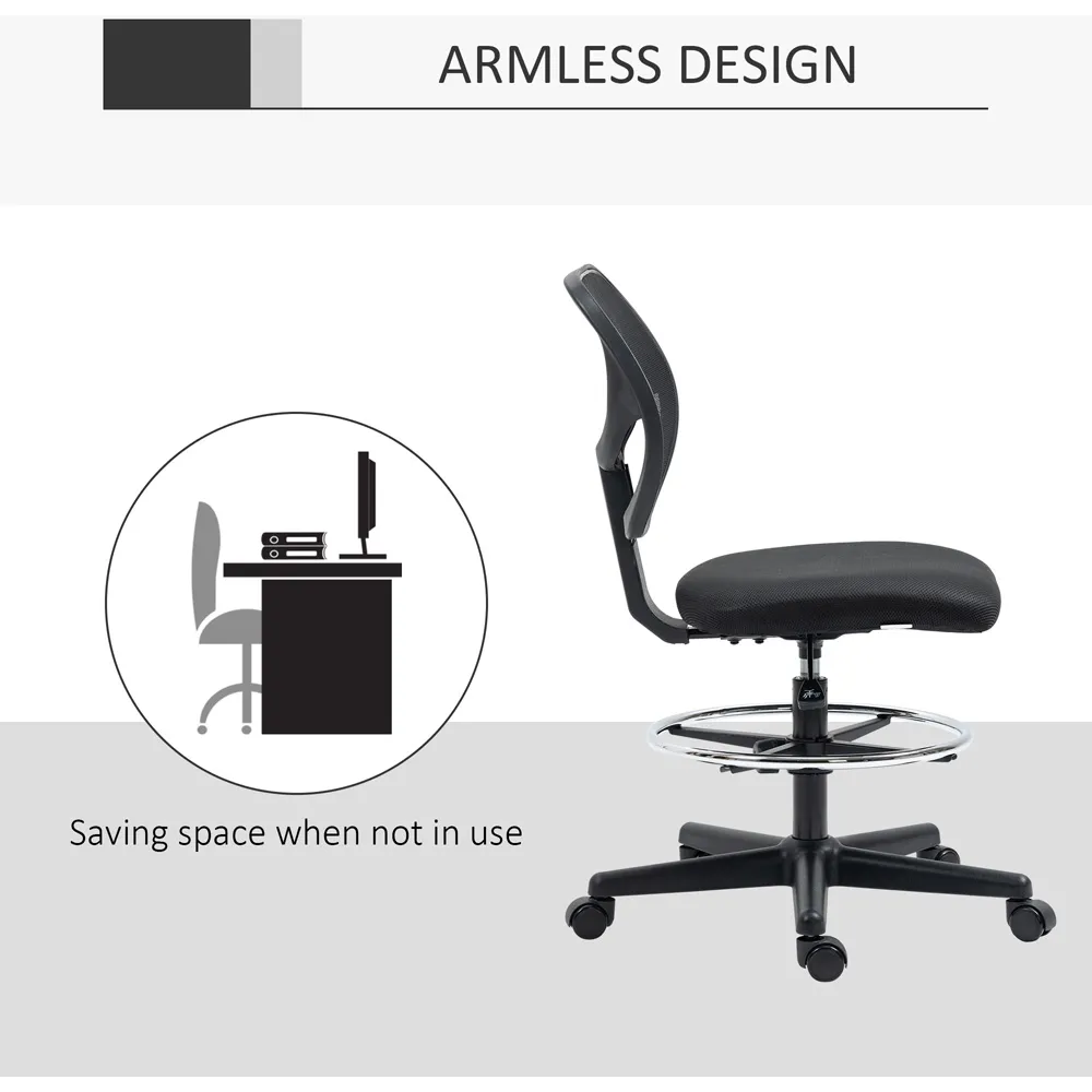 Black Mesh Swivel Standing Desk Office Chair