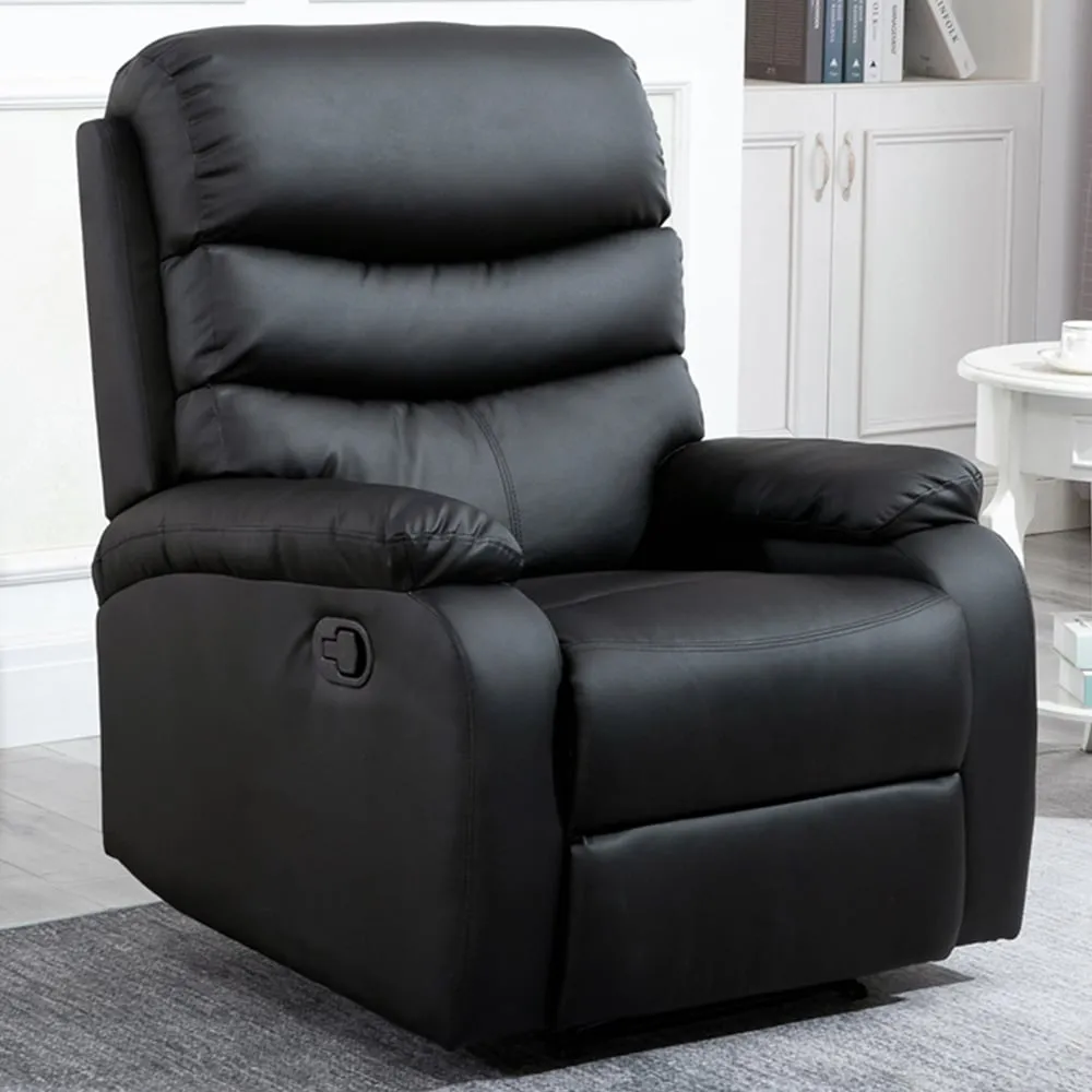 Black PU Leather Manual Reclining Chair image
