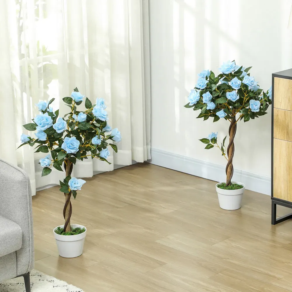 Blue Rose Artificial Tree in Pot 90cm 2 Pack