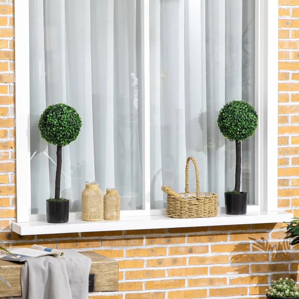 Boxwood Ball Tree Artificial Plant In Pot 2ft 2 Pack - Multi