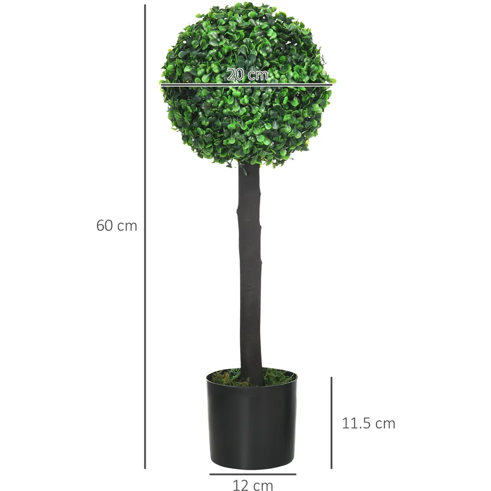 Boxwood Ball Tree Artificial Plant In Pot 2ft 2 Pack - Multi