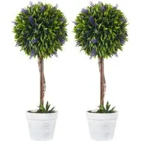 Boxwood Ball Tree Artificial Plant In Pot 2ft 2 Pack - Multi