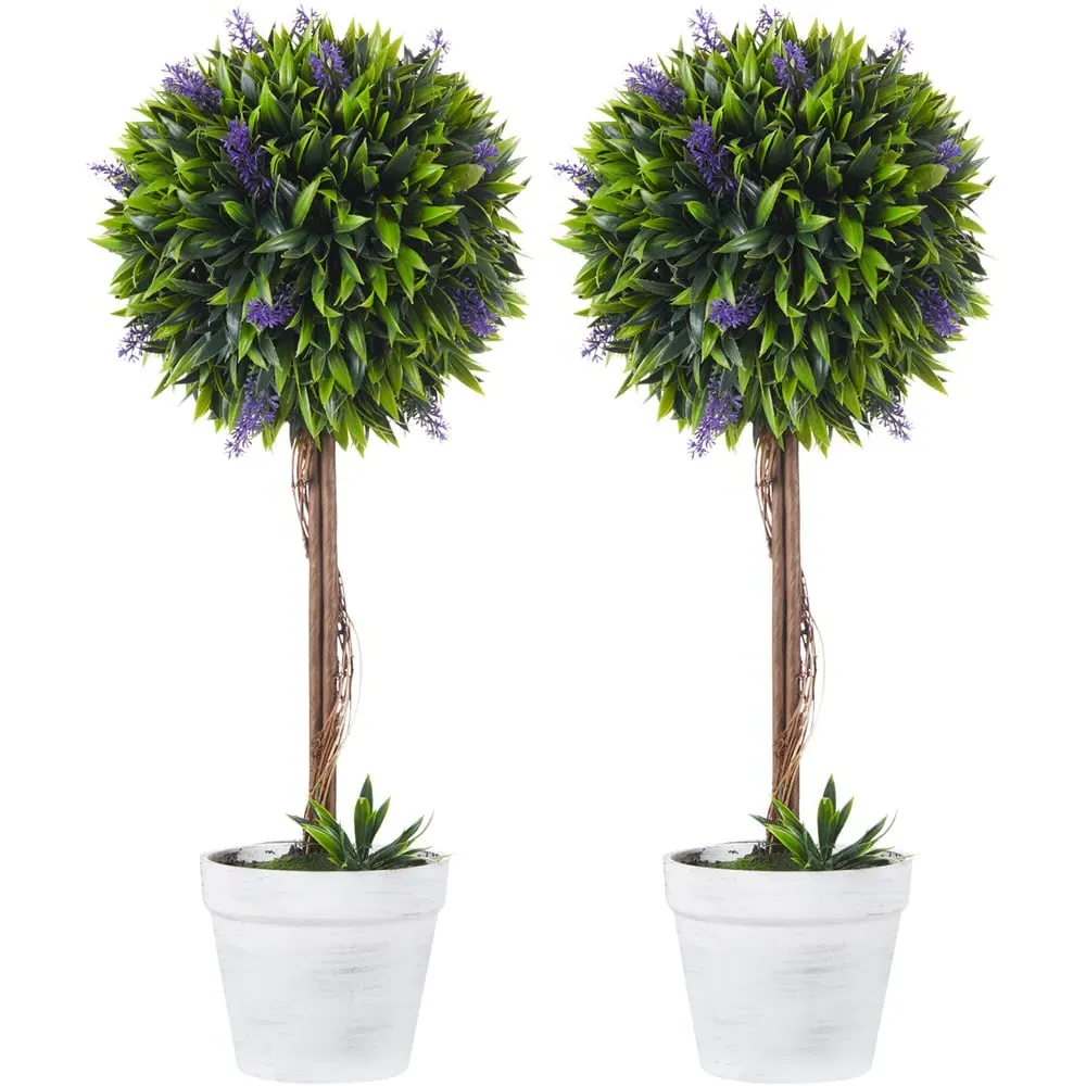 Boxwood Ball Tree Artificial Plant In Pot 2ft 2 Pack - Multi