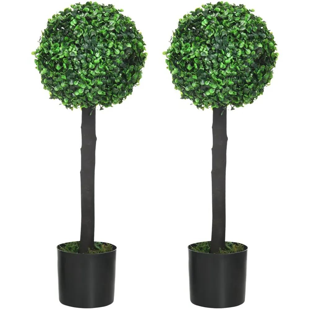Boxwood Ball Tree Artificial Plant In Pot 2ft 2 Pack - Multi image