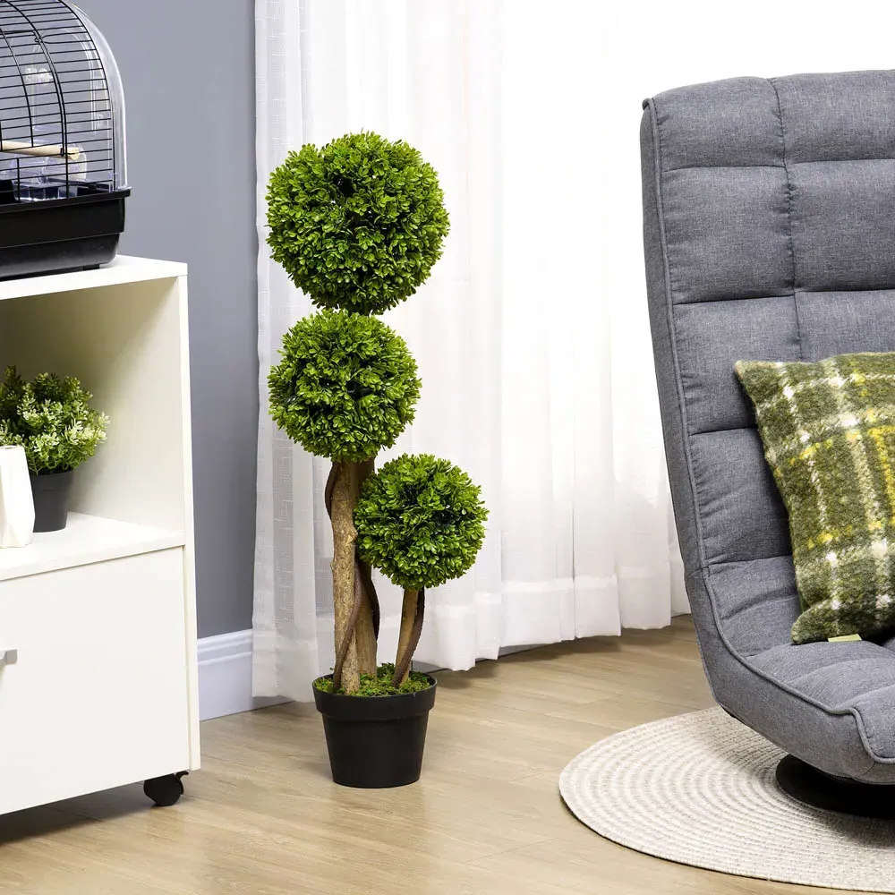 Boxwood Ball Tree Artificial Plant In Pot 3ft - Multi