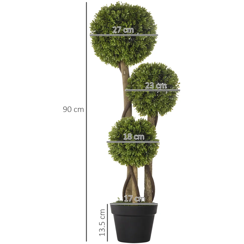 Boxwood Ball Tree Artificial Plant In Pot 3ft - Multi