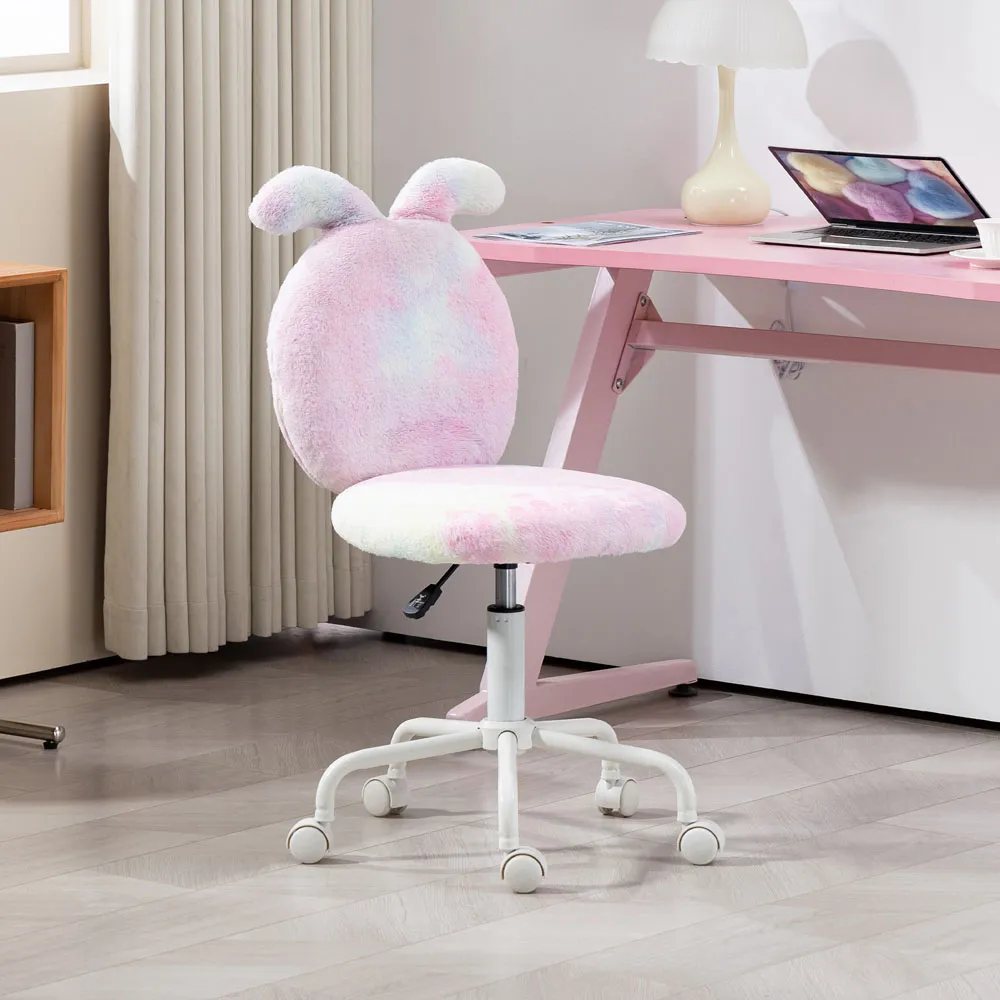 Bunny Vanity Chair with Swivel Wheels - Multi, Faux Fur
