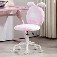 Bunny Vanity Chair with Swivel Wheels - Multi, Faux Fur