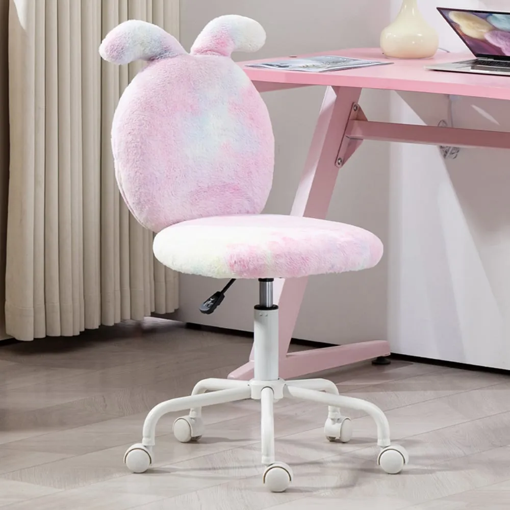 Bunny Vanity Chair with Swivel Wheels - Multi, Faux Fur image